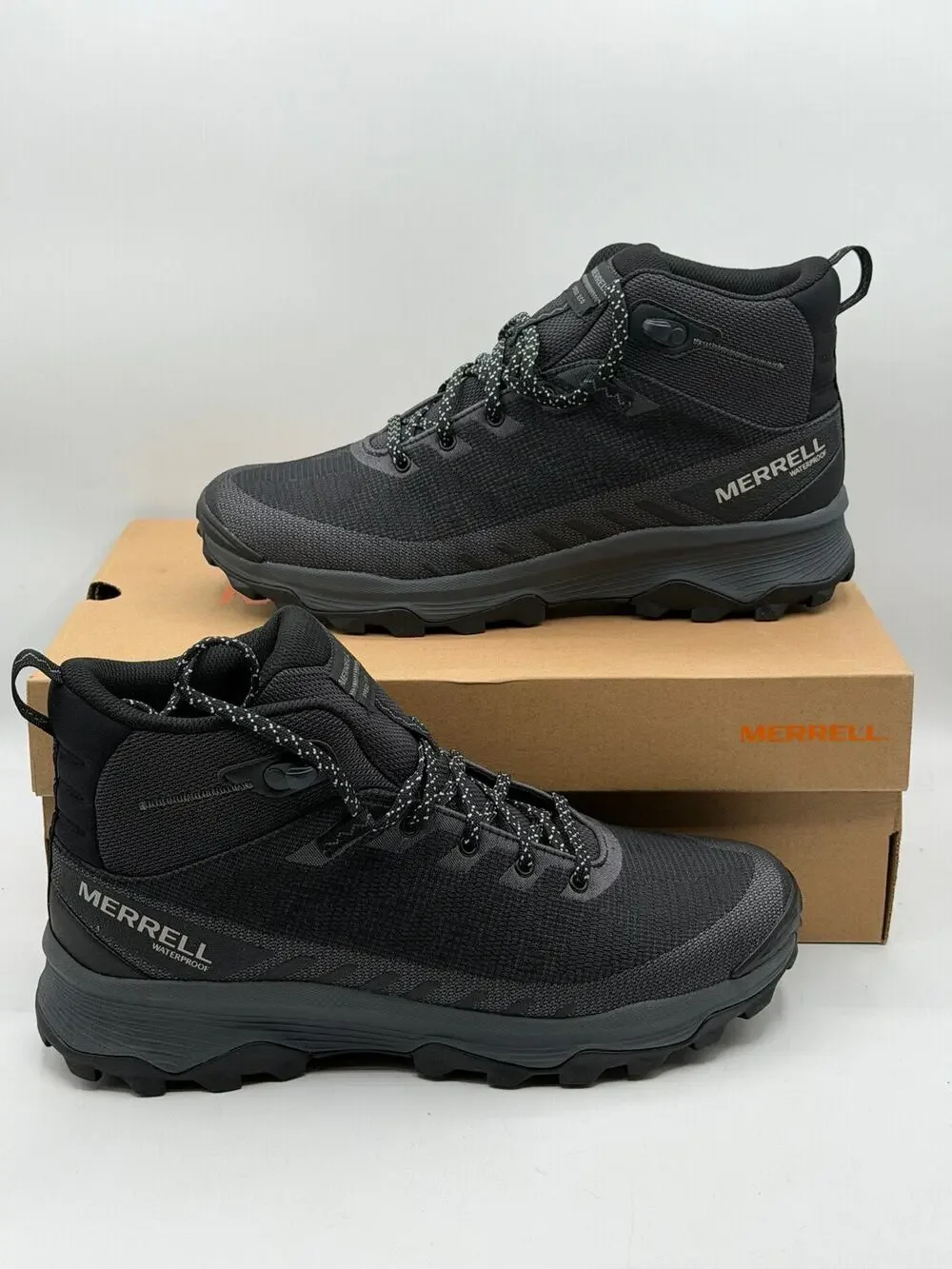 Merrell Speed Eco Mid WP Men's Hiking Boots - Black/Noir (Size US 9.5)